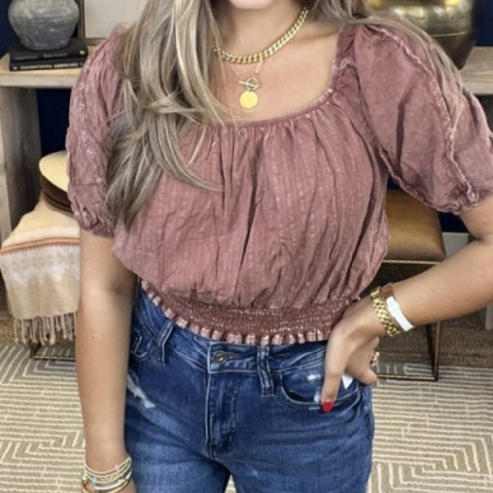 EASEL Textured cotton crop top